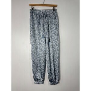 Boho On You‎ Womens Large Jogger Pants Blue Floral Tassel Drawstring EP1273C